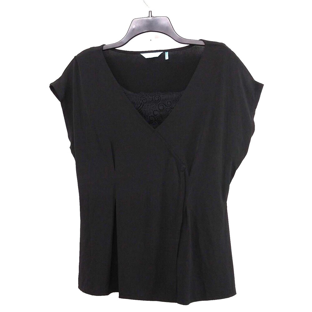 Slim Fabulous Blouse Womens Size XL Black Cap Sleeve Tank Top Lined Pullover Top
